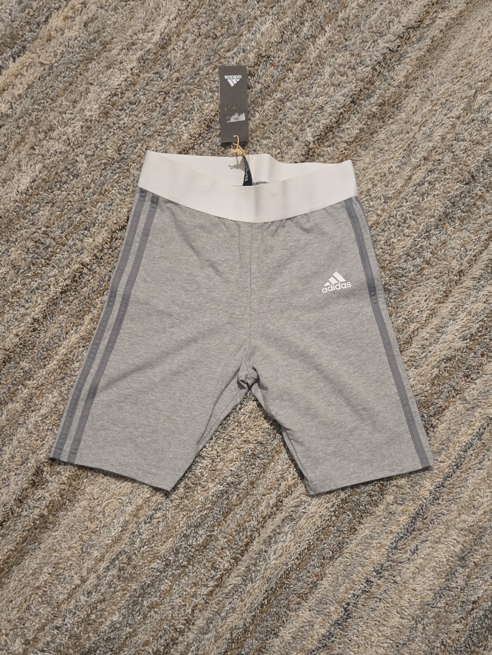 adidas Grey Bike Shorts with White Waistband